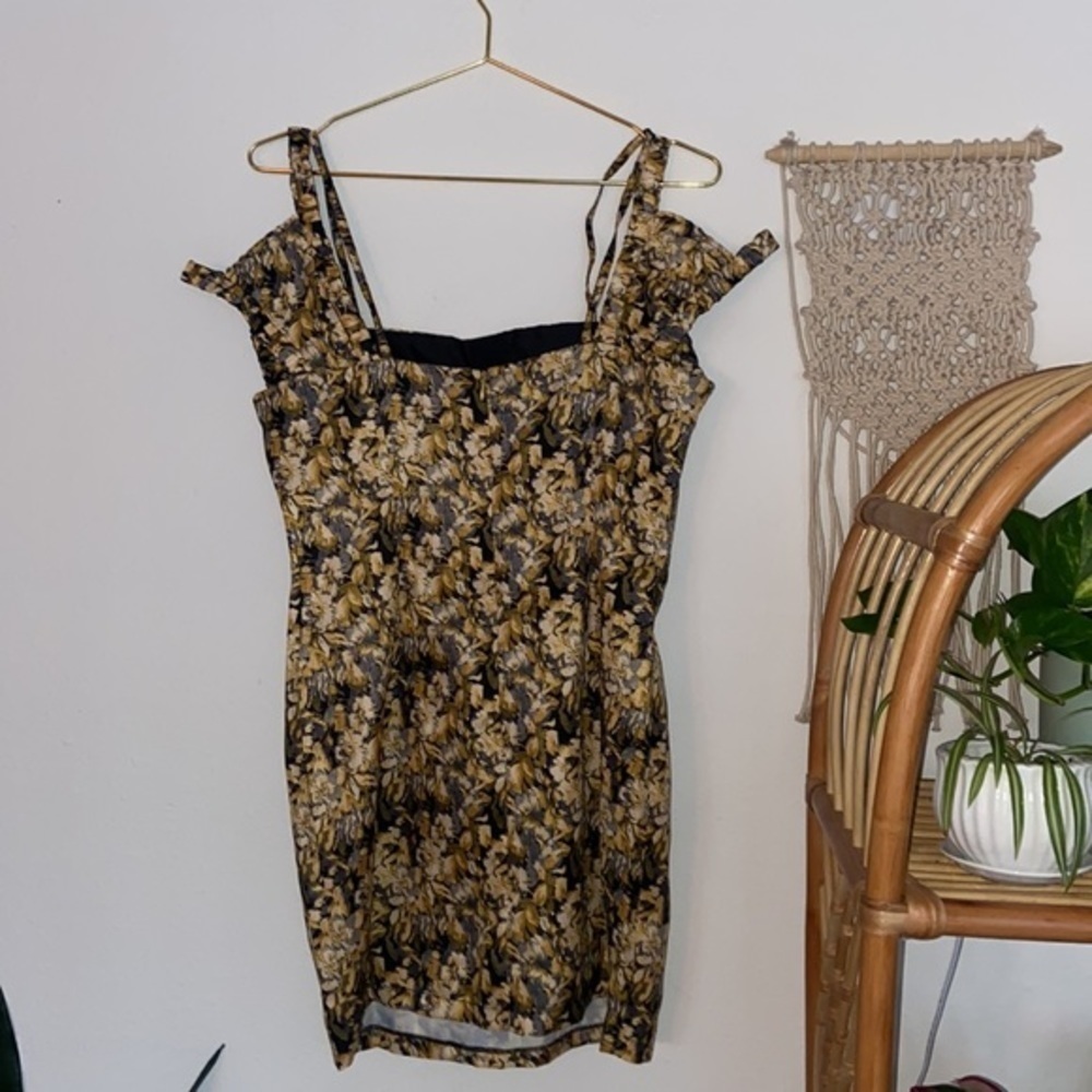 Lioness Yellow VILLA MINI DRESS 90S BROCADE Sz.L NWT! - Picture 7 of 10